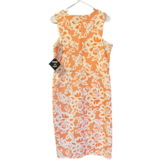 KATE and LILY FLORAL MIDI DRESS COLOR PEACH & WHITE SIZE 14 - Picture 5 of 5
